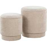 Marla Upholstered Ottoman Set in Beige Fabric